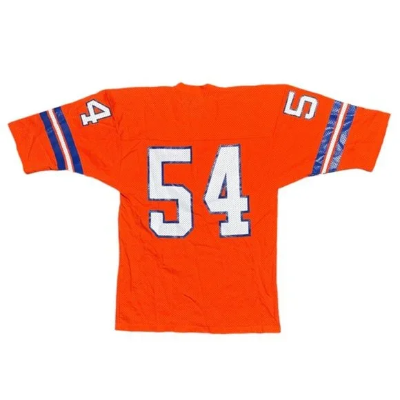 Vintage 80s Denver Broncos Keith Bishop 54 Sand Knit Football Jersey Mens Large